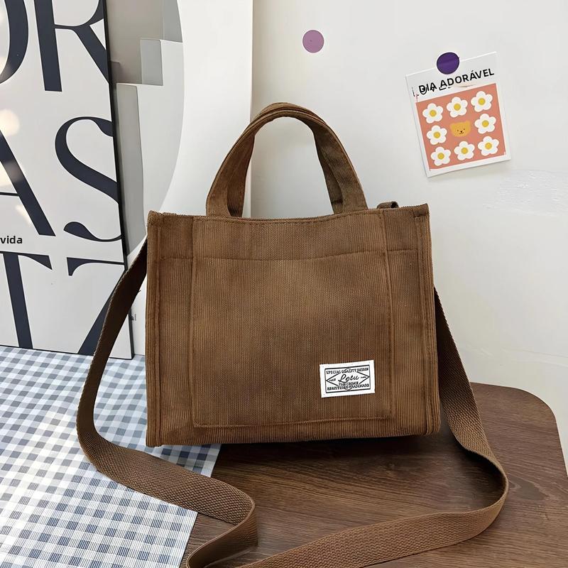 Bolsa Tote De Corduroy Para Mulheres, Bolsa Casual De Ombro
